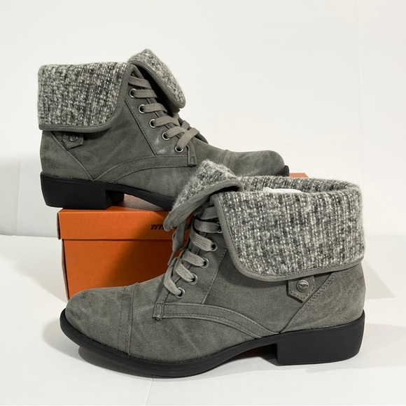 Rocket Dog Taylor Heirloom Fold Down Sweater Cuff Combat Style Ankle Boots - Picture 4 of 16